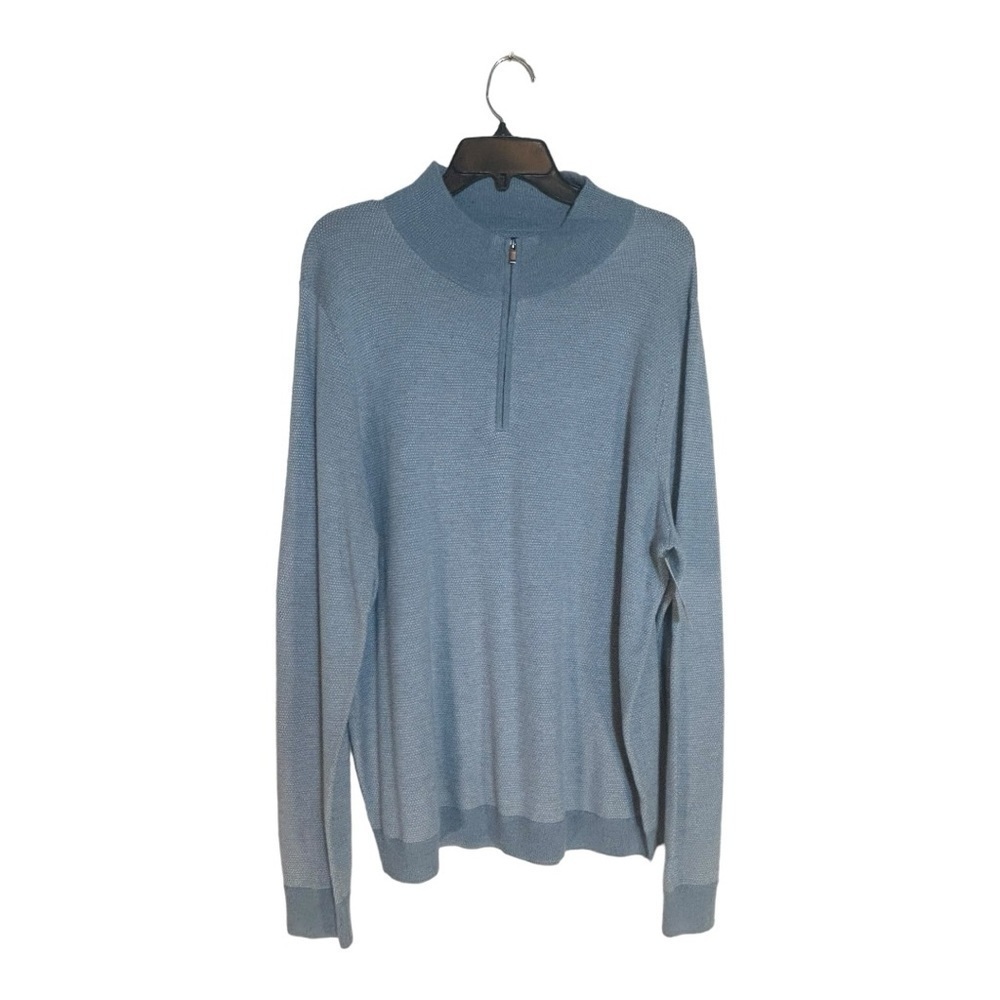 Nordstrom 1/4 zip blue gray lightweight sweater (H1)